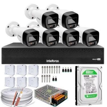 Imagem de Kit 6 câmeras Intelbras VHD 1220B Full Color Dvr mhdx 1008-c C/HD 500g