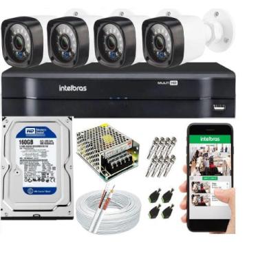 Imagem de Kit Cftv 4 Câmeras de Segurança AHD 720p e Dvr Mhdx Full Hd Intelbras 