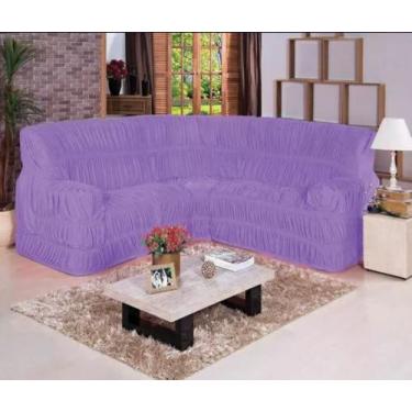 Imagem de Capa para sofa de canto elasticada em malha - MAYRA ENXOVAIS, lilas