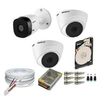 Imagem de Kit 3 Câmeras Segurança VHC Hd 720P Intelbras + cabos conectores c/Hd 