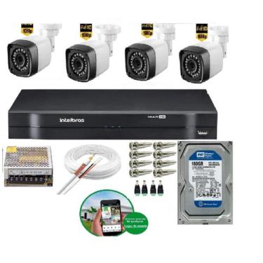 Imagem de Kit 4 Câmeras De Segurança 2 MP Full Hd  1080p Dvr Intelbras mhdx Full