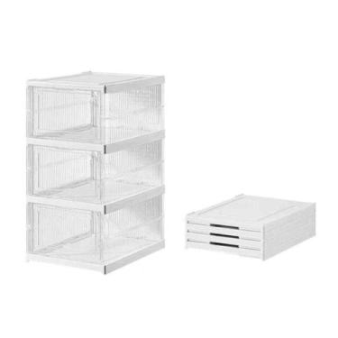 Imagem de Caixa De Sapato Dobrável Armazenamento Transparentes Sapateira Empilhá