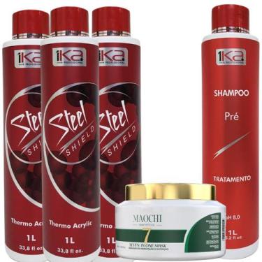 Imagem de Kit 3 Escova Progressiva 1ka Steel Shield 1L Profissional Orgânica e S