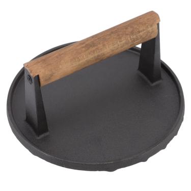 Imagem de Prensa para Grelha de Fundido, Redonda, Resistente, 1.3kg, Suprimentos de Cozinha, Prensa de Carne para Bifes Torrados Uniformemente, frios]