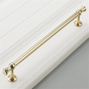 Imagem de Puxador de porta de guarda-roupa moderno simples de luxo de cobre puro, todo em cobre dourado, puxador de gaveta de furo único, ouro brilhante, 224, CHINA
