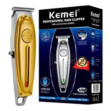 Imagem de Maquina De Corta Cabelo Acabamento Kemei Km 1949 Gold ou Prata Metal, 