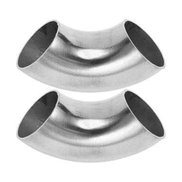 Imagem de Motoforti 2 peças 90 graus mandril curva cotovelo carro modificado tubo de escape tubulação 304 aço inoxidável tom prata 304