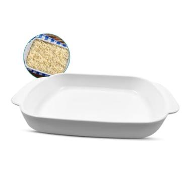 Imagem de 1 Travessa Retangular Refrat�ria 2000ml Porcelana Grande 30cm al�a forno freezer