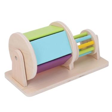 Imagem de Tambor de Brinquedos Educacionais de Madeira, Kit de Jogo de Espelho de Barriga de Madeira e Brinquedos de Kit de Bola de Tecido -íris por 6 a 12 Meses