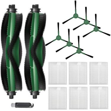 Imagem de Kit de peças de reposição para aspirador de pó robô iRobot Roomba Essential Series Q011, Y0140, Q0120, Y0110, Q0520, inclui 2 escovas de rolo, 6 escovas laterais, 6 filtros HEPA, 1 ferramenta de
