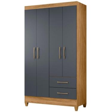 Imagem de Guarda Roupa Solteiro Chile 4 Portas Freijó Cinza Moval