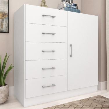 Imagem de Cômoda para Quarto 1 Porta 5 Gavetas Miami Branco