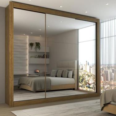 Imagem de Guarda-Roupa Casal Louise 3 Portas de Correr 4 Gavetas Espelhado Cinam