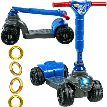 Imagem de Quadriciclo Patinete infantil 4 rodas com ajuste de altura andador criança 3 anos carrinho passeio masculino feminino presente menina menino dia das crianças natal aniversário (Super Sônico)
