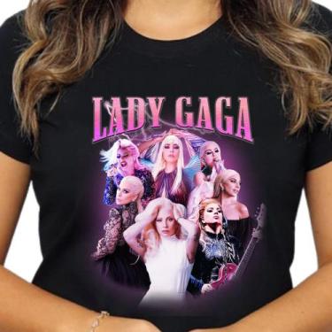 Imagem de Camisa da Cantora Lady Gaga Arte Top Personalizada Unissex Camiseta - 