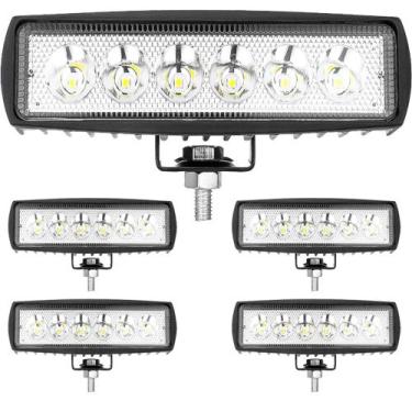 Imagem de Kit 4 Farol De Milha Led Universal Retangular Linear 18w Super Pontent