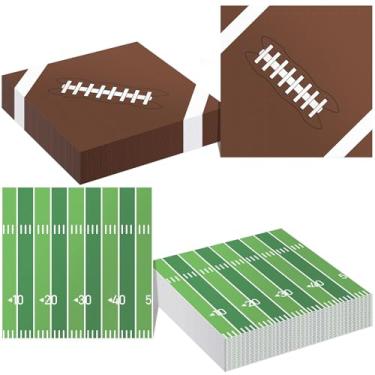 Imagem de Decorações de festa de aniversário de futebol, pacote com 100 guardanapos de futebol de papel descartáveis, suprimentos de lembrancinhas de festa com tema de futebol, decorações de superbowl,