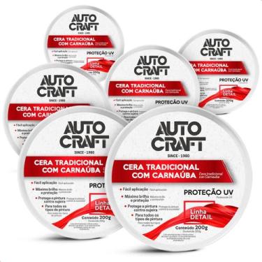 Imagem de Kit 6 Ceras Tradicional com Carnaúba Autocraft Proteção Uv Pasta 200g 
