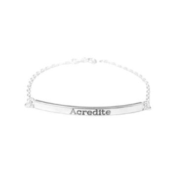 Imagem de Pulseira De Prata Chapa Com 4Cm Escrito Acredite