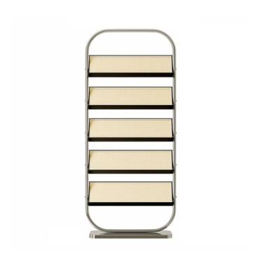 Imagem de Porta-jornais de chão Porta-revistas de armazenamento multicamadas, pequeno porta-jornais de leitura de chão, porta-expositor de madeira maciça, estante de aço inoxidável Porta-revistas de chão(Preto)