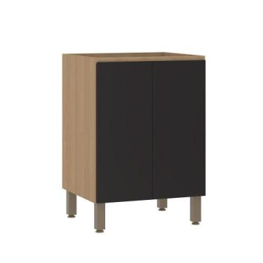 Imagem de Balcão de Cozinha 60cm 2 Portas sem Tampo Slim Luciane Móveis, Freijó/