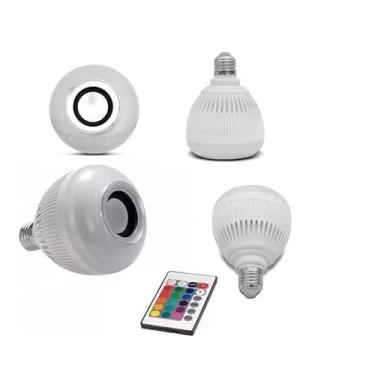 Imagem de Lâmpada LED RGB Bluetooth com Caixa de Som, 12W, Controle Remoto