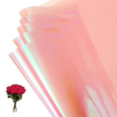 Imagem de PATIKIL Papel de embrulho de flores de 22,8 x 22,8 polegadas, 10 peças de buquê de plástico iridescente dupla face, à prova d'água, suprimentos para floristas, artesanato, embalagem de presente, caixa