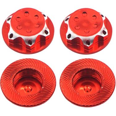 Imagem de Pacote com 4 Mirthobby Capa de cubo de roda antipoeira 17 mm adaptador de porcas de bloqueio de poeira para HSP Redcat Losi escala 1/8 RC aro de roda de pista de carro, vermelho