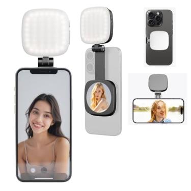 Imagem de EPhemeralLuxe Luz magnética para selfie, luz de telefone recarregável por USB com espelho, compatível com Mag-Safe, para selfies e videoconferências