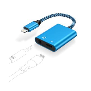 Imagem de Divisor de fone de ouvido para iPhone para Apple 14 Pro Max 13 12 11 Se Xr Xs X 8 Plus, 2 em 1 Dual Lightning para conector de áudio de 3,5 mm e carregamento MFI certificado MFI adaptador de cabo