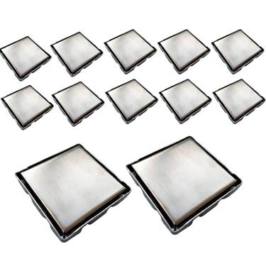 Imagem de Ralo Oculto Invisivel 15X15 Inox Kit 12 Uni Anti Odor Cozinha Banheiro Varanda Box Lava...