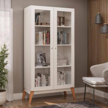 Imagem de Cristaleira Jamaica 2 Portas Vidro 80x38x158 cm Branco Genialflex