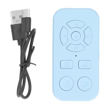 Imagem de Página de controle remoto Bluetooth Turner 9 Chaves Recarregam o smartphone sem fio Rolling Clicker para gravar vídeo e leitura móvel Reading ABS Material Tipo C Carregamento (Azul)