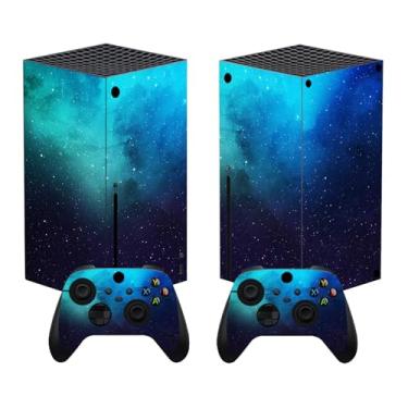 Imagem de Adesivo Skin para Xbox Series X, capa de decalque de vinil compatível com acessórios de jogos de console e controle (azul)