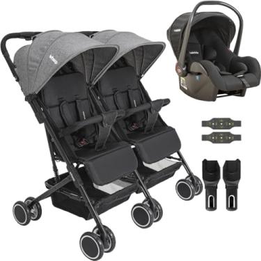 Imagem de Carrinho Kiddo para Gemeos com Bebe Conforto Mascote Grafite