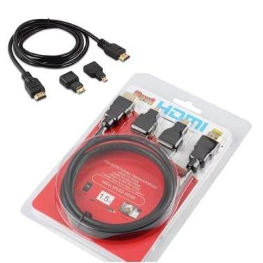Imagem de Cabo 1.5 Metros HDMI 3 em 1 Com Plug Adaptador Mini Micro HDMI Full HD