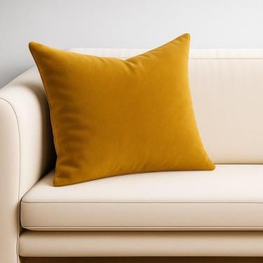 Imagem de Almofada Cheia Veludo Suede Sofa Decorativa 45x45 Amarela - Art in Dec