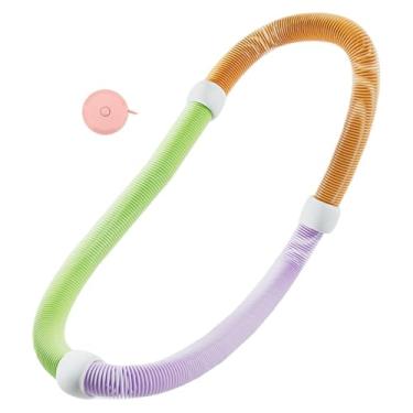 Imagem de oshhni Anel de exercício de aro de fitness dobrável multifuncional com peso na cintura e abdômen, mola macia, círculo para viagens e ioga em família, Verde com 1.2kg