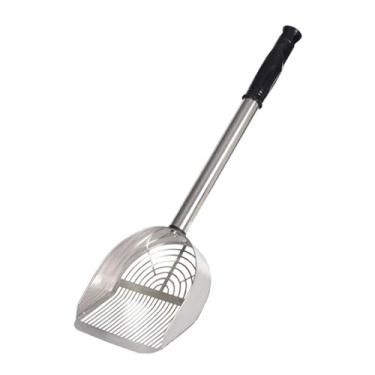 Imagem de WeiLaiKeQi Pá para areia de gato, pá para areia, ancinho para areia prático, multifuncional, fácil de limpar, peneirador para gatos, cesta larga, peneira, Prata