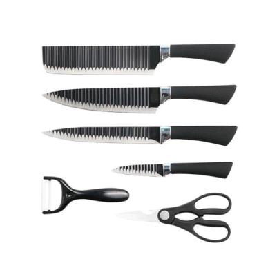 Imagem de Conjunto de Facas Inox com Revestimento Antiaderente - 6 peças de Alta Precisão para Cozinha Profissional