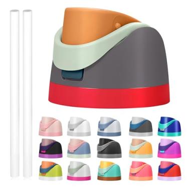 Imagem de Tampa de substituição para Owala Freesip, compatível com Owala Cup 473 ml, 680 g, 946 ml, 1,134 g, acessório de substituição e canudos, à prova de vazamento, livre de BPA (cinza marrom)