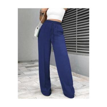 Imagem de Calça Feminina Pantalona Duna Wide Leg Com Elástico E Bolso - Tam. G -