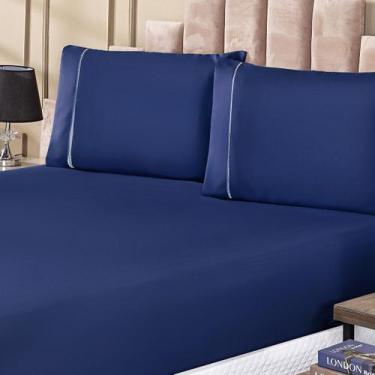 Imagem de Jogo De Lençol Porcelana 300 Fios Ponto Palito King 3 Peças - Vitor Bo