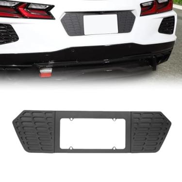 Imagem de Moldura de placa de licença traseira compatível com Chevrolet Corvette C8 2020-2025 Moldura de placa de alumínio Acessórios de base de acabamento de placa