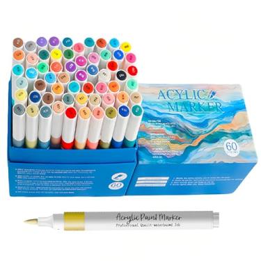 Imagem de LMMINBZ Marcadores de tinta acrílica, ponta de pincel para madeira, tecido de rocha, cerâmica, canetas de arte para Natal, Halloween, festa de aniversário, faça você mesmo, marcadores de colorir (60