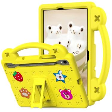Imagem de YRH Capa para Galaxy Tab S9 FE 5G 10,9 polegadas/Tab S9 5G capa 11 polegadas, crianças EVA meninos meninas capa de suporte para tablet Samsung S9 FE/S9/S8/S7, com suporte S-Pen, amarelo