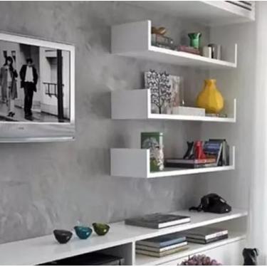 Imagem de Kit 3 prateleiras organizadoras em U MDF  50 x 13 x 10 cm  Sala/Cozinh