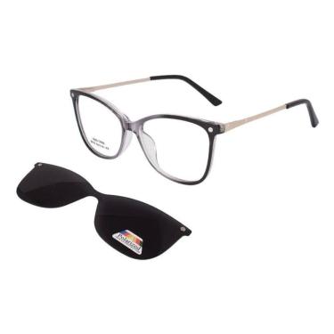 Imagem de Óculos Clipon Sol Armação Feminino Quadrada 2 Em 1 Anitta