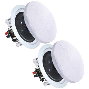 Imagem de Vaiyer Par de alto-falantes de teto de 5,25 polegadas e 350 watts (por par), alto-falantes de teto para sistema de home theater, Woofer de baixo médio bidirecional embutido na parede com teto, com