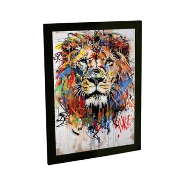 Imagem de Quadro Decorativo Grafite Leão Arte De Rua Banksy Decoração Poster Quarto Sala